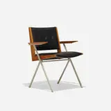 Ladislav Rado, armchair, c. 1950, maple, enameled steel, vinyl