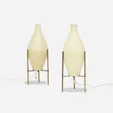 Yasha Heifetz, Rotaflex table lamps, pair, c. 1955, brass, molded plastic, lacquered wood