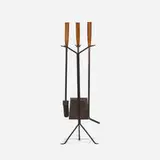 fireplace accessories, model H609 by George Nelson & Associates, 1951, enameled steel, walnut, horsehair, sold Sep 2016