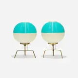 Yasha Heifetz, Rotaflex table lamps, pair, c. 1955, brass, molded plastic