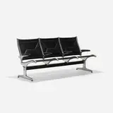 Tandem Sling seating by Charles and Ray Eames, 1962, cast aluminum, vinyl, enameled aluminum, rubber, plastic, sold Sep 2016