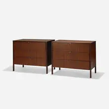 cabinets model 323-2, pair by Florence Knoll, rosewood, chrome-plated brass, sold Sep 2016