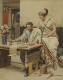 Fortunino Matania, Untitled, watercolour 30 x 22.5cm .