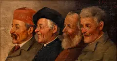 Rodolfo Agresti, Four distinguished gentlemen, c.1892, oil on canvas, illegibly