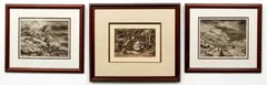 Harry Herman Wickey, Trees and Pond, Storm King in Winter, Hudson Highlands Under Snow, etchings, each, pencil