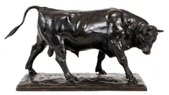 Harry Herman Wickey, Standing Bull, 1937, bronze statue, marked Wickey '37 on base, foundry mark Roman Bronze Works Inc, NY on side