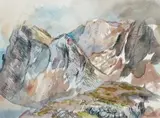 Henry Koerner, Snowy Mountains, 1979, watercolor on paper