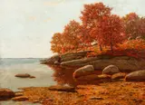 Rocky Coastline by Eugene Alonzo Poole, 1911, oil on canvas, relined, offered Jun 2021
