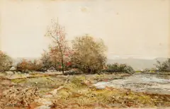 Rural Spring Landscape, circa 1890's by Alfred S. Wall, Watercolor and body color / Paper on board, offered Jun 2021