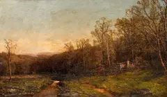 Country Scene with Cabin, c. by Alfred S. Wall, oil on board, offered Jun 2021