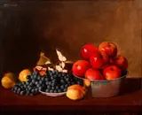 Austin C. Wooster, Still Life with Apples, Grapes, Pears, and Steel Bowl, 1893, oil on canvas