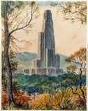 Robert R. Young, Cathedral of Learning, circa 1940's, watercolor