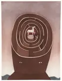 Jean-Michel Folon, Horse in Maze from the Circular Ruins Portfolio (Les Ruines Circulaires), (1974), etching and color aquatint on Arches paper