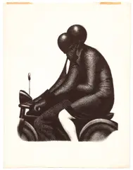 Joseph Hirsch, Lovers on a Motorcycle, undated (c.1960s), lithograph on Arches paper