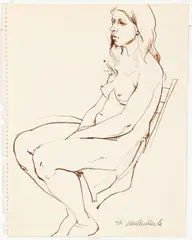 Serge Hollerbach, Untitled (Female Seated Nude), ink on paper