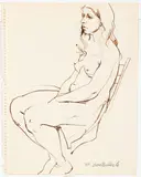 Serge Hollerbach, Untitled (Female Seated Nude), ink on paper