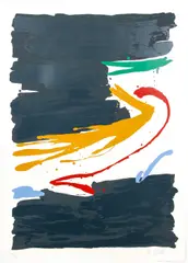 Kikuo Saito, Kurara Abstract, c.1979, screenprint in color, pencil