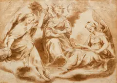 The Three Fates, c. by Benedetto Bandiera, ink pencil and brown washes, on wove paper mounted to a larger, offered Apr 2021