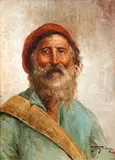 Italian Fisherman by Raffaele Frigerio, 1927, oil on canvas board, offered Apr 2021