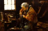 The Leather Crafter by Franklin Reed Jones, watercolor, offered Apr 2021