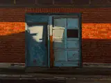 Ron Donoughe, Strip Doors, 2010, oil on canvasboard