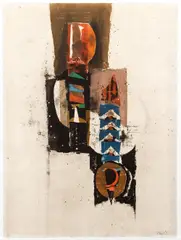 Johnny Gotthard Friedlaender, Untitled Abstract, circa 1970's, color, aquatint etching, published by "La Hune Paris" with blind stamp lower left, pencil