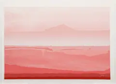 Joseph Grippi, Pink Landscape, circa 1970's, original color, silkscreen print on paper, pencil