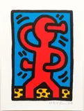 Keith Haring, Untitled (Red Man), 1987, lithograph printed in colors, pencil