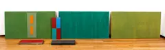 James Hyde, Stand, 1988, Fresco on medium density fiber board, concrete and, acrylic, 6 panels