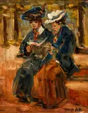 George Luks, Two Women Reading in the Park