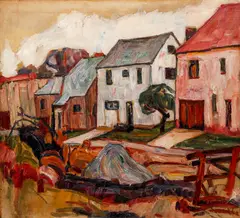 Abraham A. Manievich, House Lined Road, oil on canvas