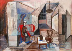 Louise Pershing, The Widow Sits Alone, 1950, tempera or gouache on paper