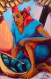 Savain Petion, (aka Petion Savain, Petion Savian), Avocado Seller at The Market, 1966, oil on canvas
