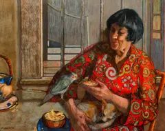 Gloria Plevin, Title: Breakfast With Jackie, Date: 1985, Medium:, pastel, Dimension: