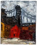 Arnold Sharrad, Williamsburg Bridge (Brooklyn), 2007, oil on artist's board