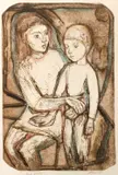 Irving Amen, Big Sister, undated, hand colored original, etching, pencil
