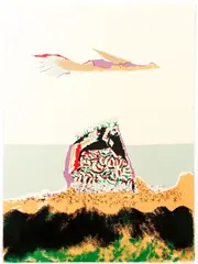 Benny Andrews, Glider, 1980, lithograph printed in colors on BFK Rives paper, pencil