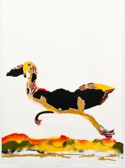 Benny Andrews, Moving On, 1980, lithograph printed in colors on BFK Rives paper, pencil