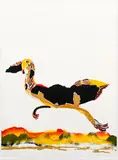 Benny Andrews, Moving On, 1980, lithograph printed in colors on BFK Rives paper, pencil