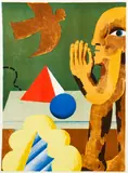 Horst Antes, Figure with Bird and Pyramid, undated, color