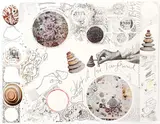 Mary Bauermeister, Sketch for Tanglewood Press, 1966, original, lithograph in colors with collage