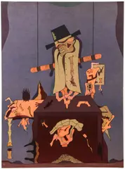 Jorge Camacho, Surrealist print from the Cenizas [Ashes] portfolio, 1974, color, lithograph on Guarro paper