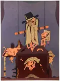 Jorge Camacho, Surrealist print from the Cenizas [Ashes] portfolio, 1974, color, lithograph on Guarro paper