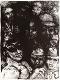 Philip Evergood, Untitled (Subway Faces), c. 1965, lithograph, pencil