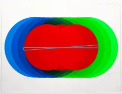 Red Circles, circa 1970's, original color by Joseph Grippi, silkscreen print on paper, pencil, offered Mar 2021