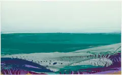 Untitled (Green Landscape), circa 1970's, original color by Joseph Grippi, silkscreen print on paper, pencil, offered Mar 2021