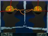 George Nama, Monument As A Landscape, 1975, serigraph and mixed media printed in colors