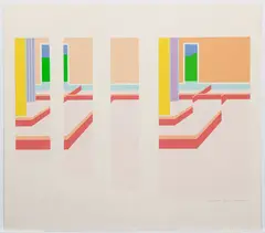 George Mueller, Rooms, circa 1970's, original color, silkscreen print on paper, pencil