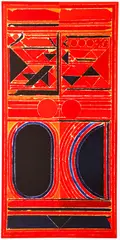 S. H. Raza, Red Bindu, undated, lithograph printed in colors on wove paper, pencil
