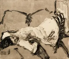Richard Segalman, Striped Stockings, monoprint, 7.5 x 8.5 inches, pencil